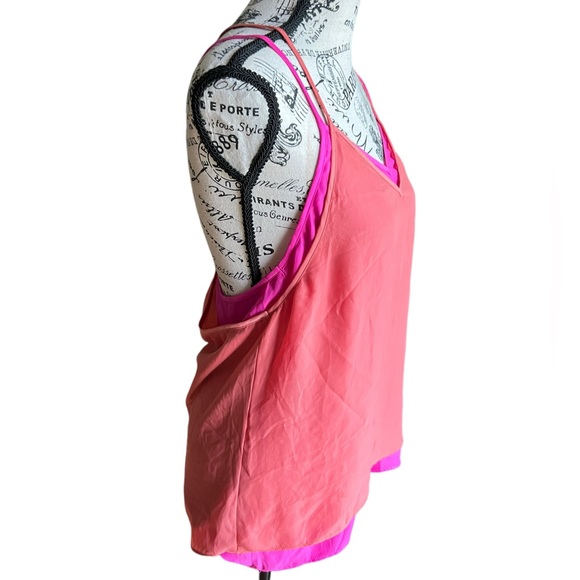 Aiko double camisole made in USA orange & pink Sz M - Picture 3 of 8